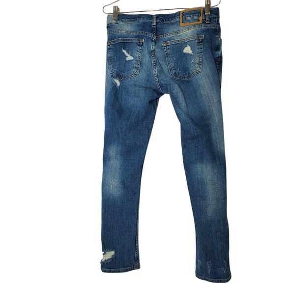 Zara Women Jeans 4 Hi Rise Relaxed Fit Distressed Stretch High Waist Medium Wash - Picture 5 of 11